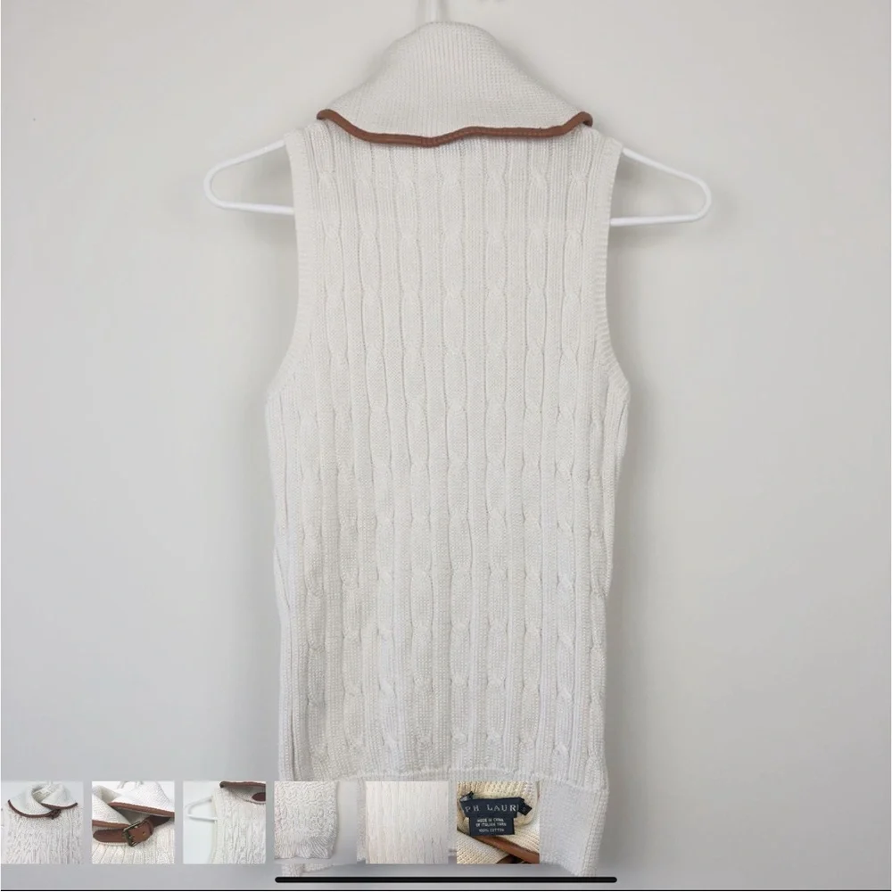 Ralph Lauren Blue Label Cream Cable Knit Turtleneck Buckle Sweater - Picture 2 of 8